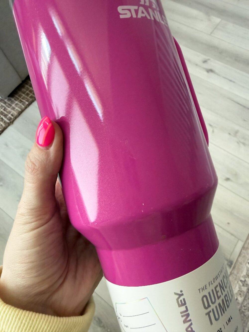 "Punch Shimmer" Shimmery Pink Stanley Tumbler 40oz. - DSG - Picture 6 of 7